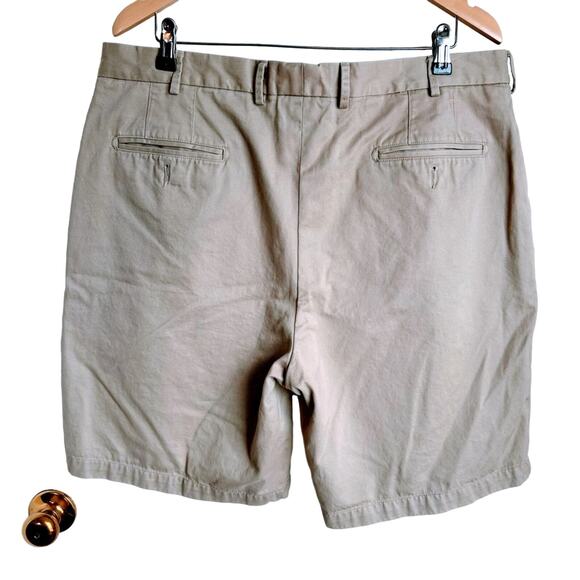 Peter Millar Khaki Flat Front Pima Cotton Golf Shorts - Picture 2 of 3